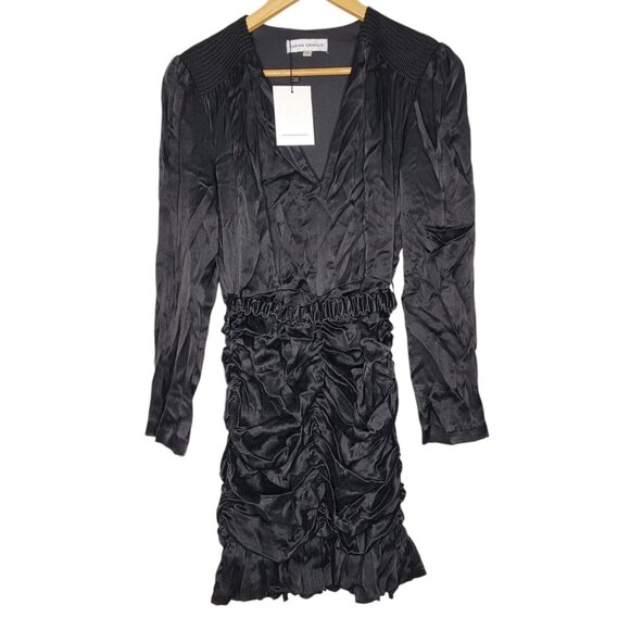 NEW Karina Grimaldi RENATA‎ SOLID Mini Dress Black Belted Zip Women's Size Small - Picture 2 of 7